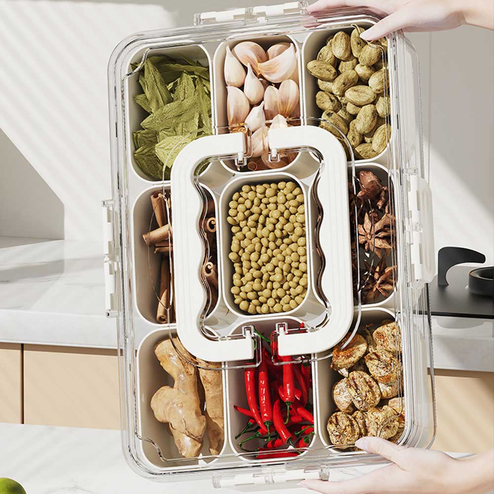 Geteilter Lebensmittelbehälter, Gewürzbox, 6/9 Fächer, Snack-Tablett, Haushaltsbedarf