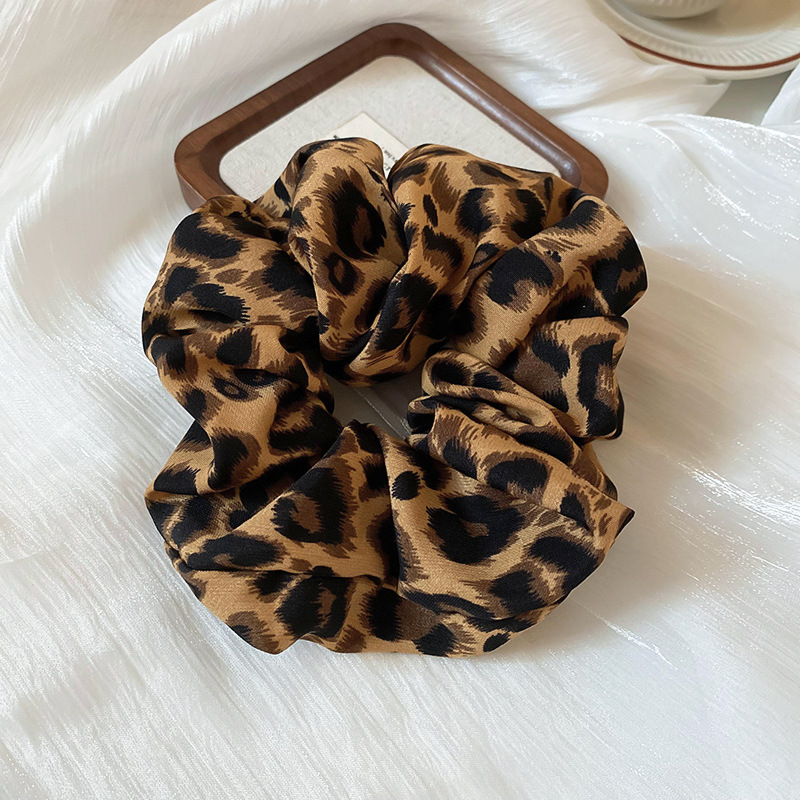 Retro leopardo impressão cabelo scrunchie alta rabo de cavalo corda elástica laço de cabelo clássico outono inverno acessório de cabelo para mulheres meninas: Lavanda