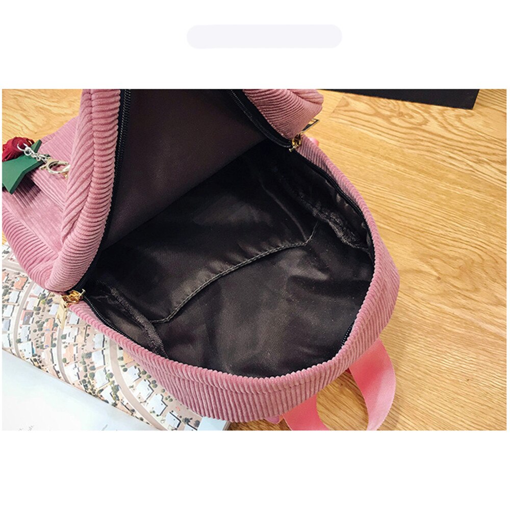 Preppy Style School Bags For Teenage Girls Backpack Women's Canvas Travel Backpack Corduroy Pink Backpack Mochila#H20