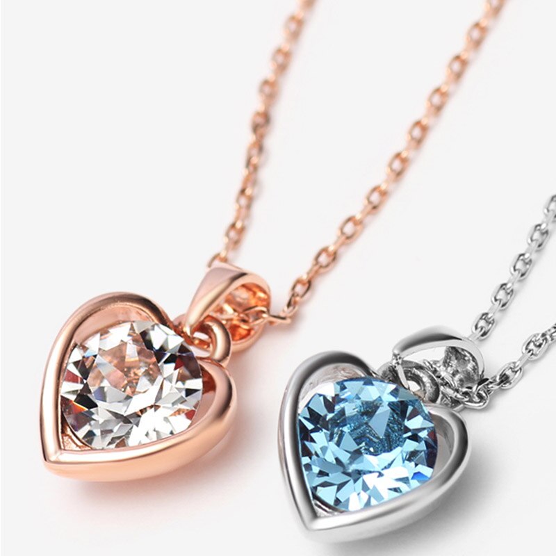 Neoglory blaue herz-halsketten & anhänger für damen und teenager-mädchen, charmanter schmuck  he1 he- b  b1