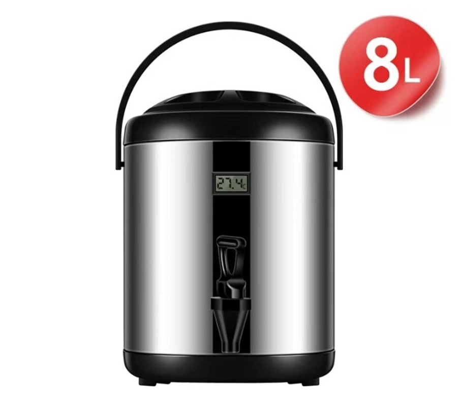 three colors 8L milk tea dispenser stainless steel heat preservation bucket with temperature measure function