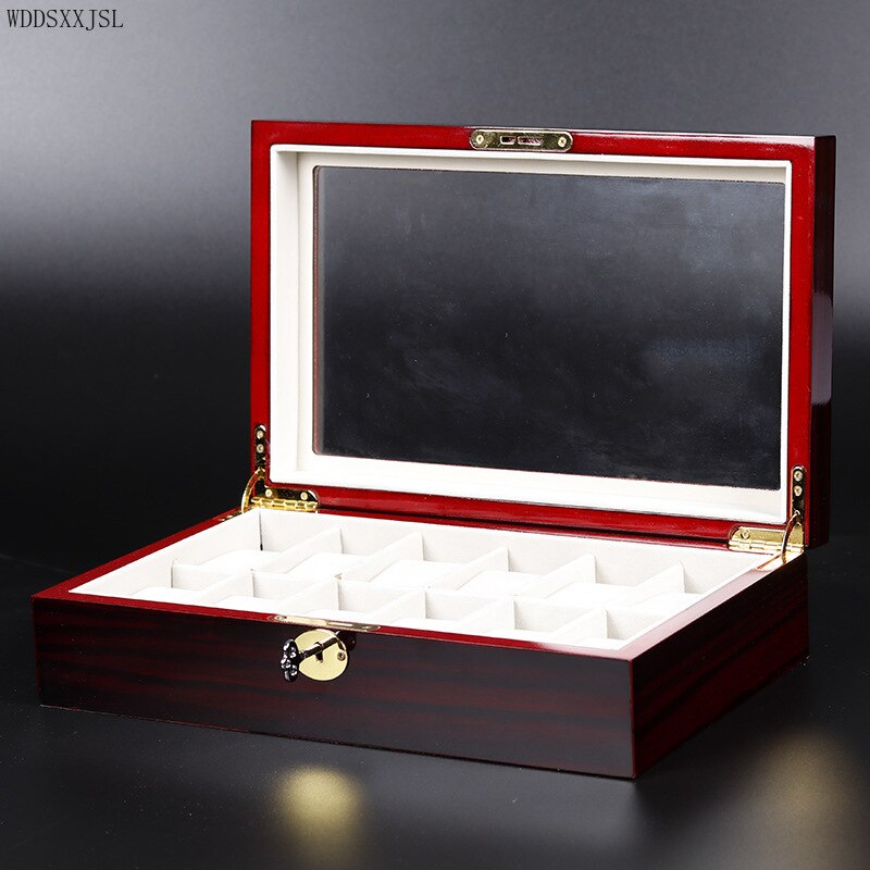 WDDSXXJSL Black ebony grain paint 10 digit rectangular watch box jewelry display storage box home decoration packaging box