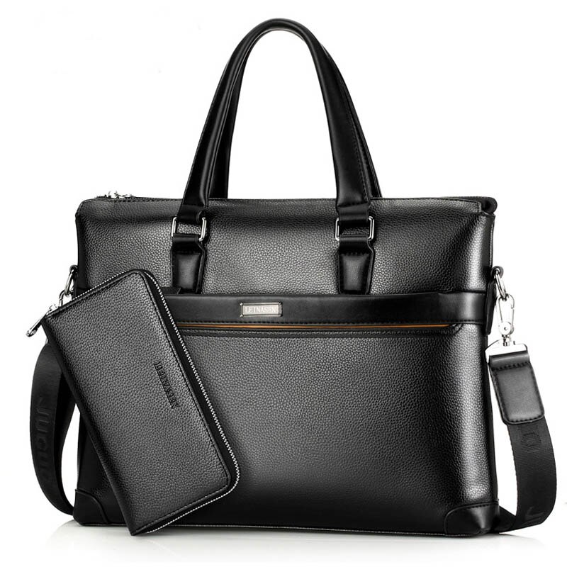 Maleta sacoche homme bolso hombre maletin cuero bolsa masculina läderportfölj laptop advokat porte dokumentväskor för män: Svart plånbok