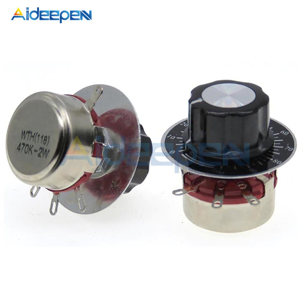 1 Set WH118 Single Coil Carbon Film Potentiometer WTH118-1A 2W 100K 220K 470K 470 Ohm DIY Kit Part Potentiometer