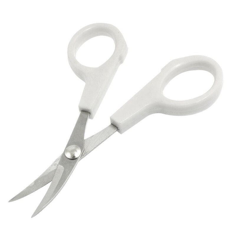 White Handle Curved Tip Needlework Cutter Embroidery Sewing Scissors 4"