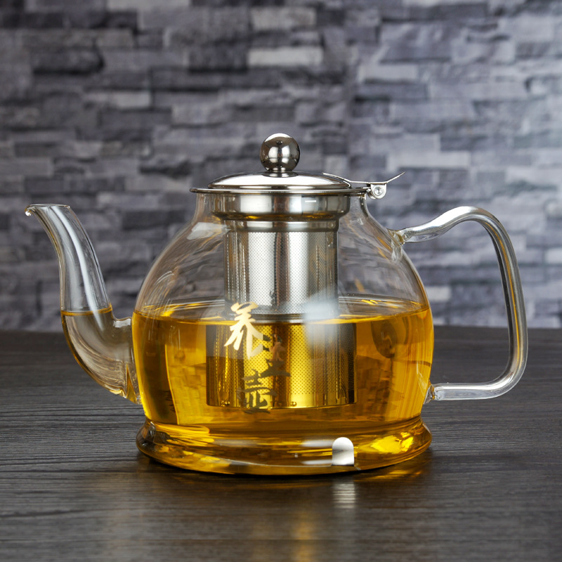 1200ml transparent heat-resistant glass coffee pot Chinese Kung Fu teapot built-in 304 stainless steel tea leak fruit juice jug