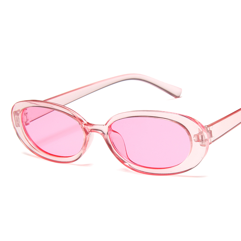 Longkeeper små ovale solbriller kvinder mænd retro vintagesun briller damer sort hvid pink klare nuancer til kvinder 90s: C5 klar lyserød ramme