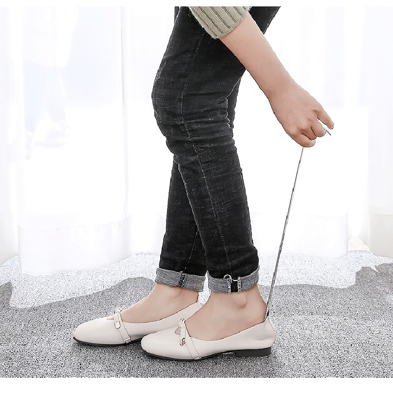 Cuerno de zapato con mango Extra largo de acero inoxidable 25 ", cuerno de zapato de Metal con mango, longitud ajustable, calzador para zapatos de mujer y hombre