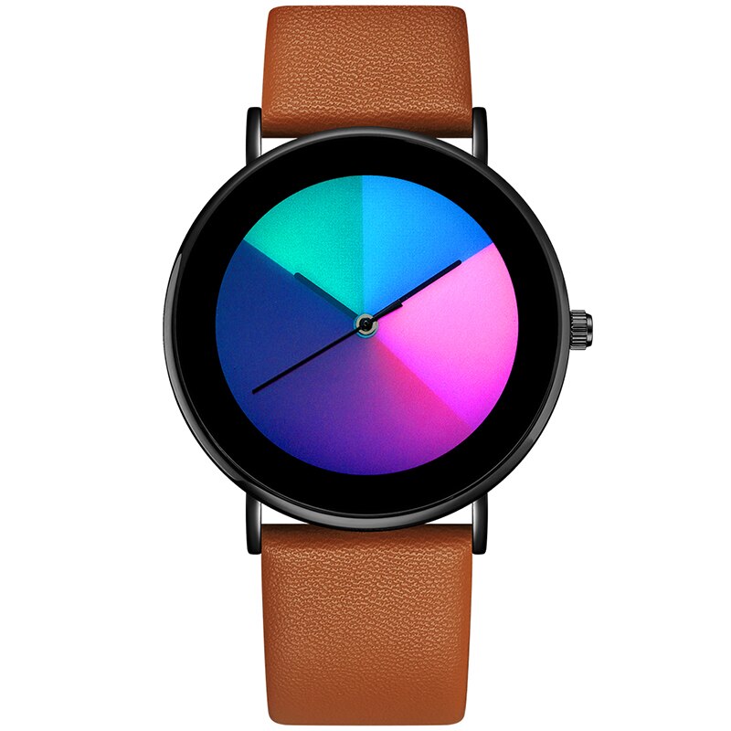 Changing Color Casual Quartz Women Watches Girl Wristwatch Stainless Steel Female Watch Clock Reloj Mujer: Leather-BlackBrown