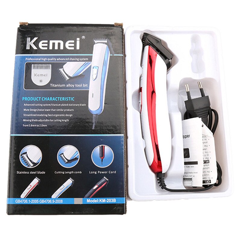 Kemei Electric Hair Clipper Corded Hair Beard Trimmer scissors Barber Cutting Machine Quiet Used for Man and Baby