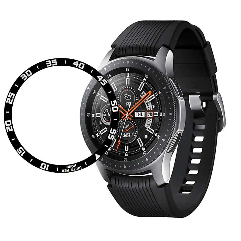 Anillo biselado para Samsung Galaxy Watch, 46mm, 42mm, Frontier/Classic, funda protectora de Metal para Samsung Gear S2 S3, funda de reloj: Style A Black / Watch 46mm-Gear S3