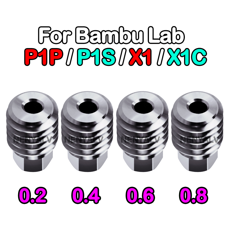 Bambu Lab X1/X1C/P1P/P1S Metal Hotend With Cooling Fan Hardened Brass Copper 0.2/0.4/0.6/0.8mm Nozzle 3D Printer: Bronze