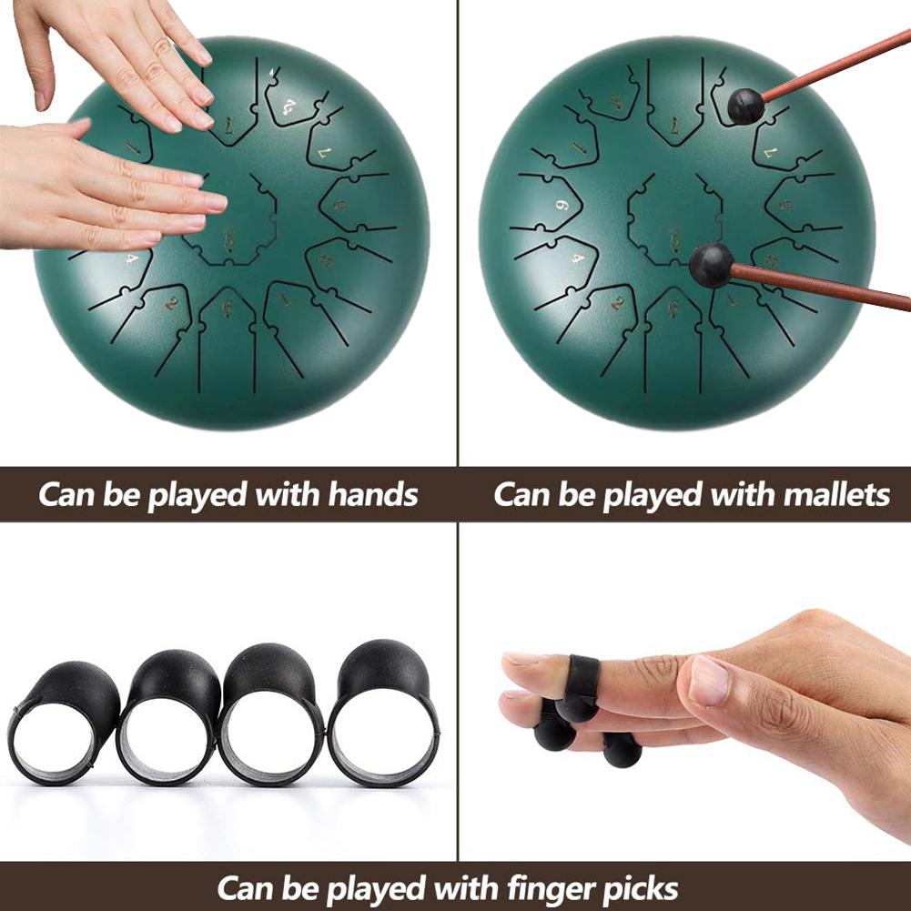 12 Inch 13 Note Steel Tongue Drums Percussion Music Instruments Hand Tank Drum With A Carry Bag Drumsticks Handpan