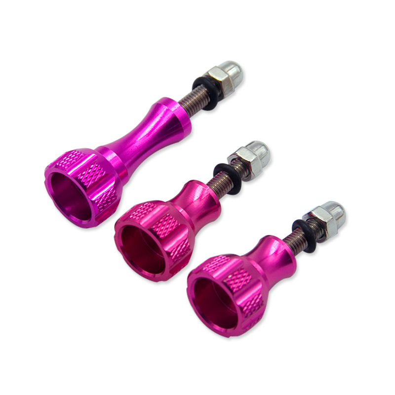 3 uds perilla de pulgar de aluminio tornillo para GoPro Hero 7 6 5 4 Xiaomi Yi 4K Sjcam SJ4000 H9 funda trípode montaje Cam accesorio más: Color rosa