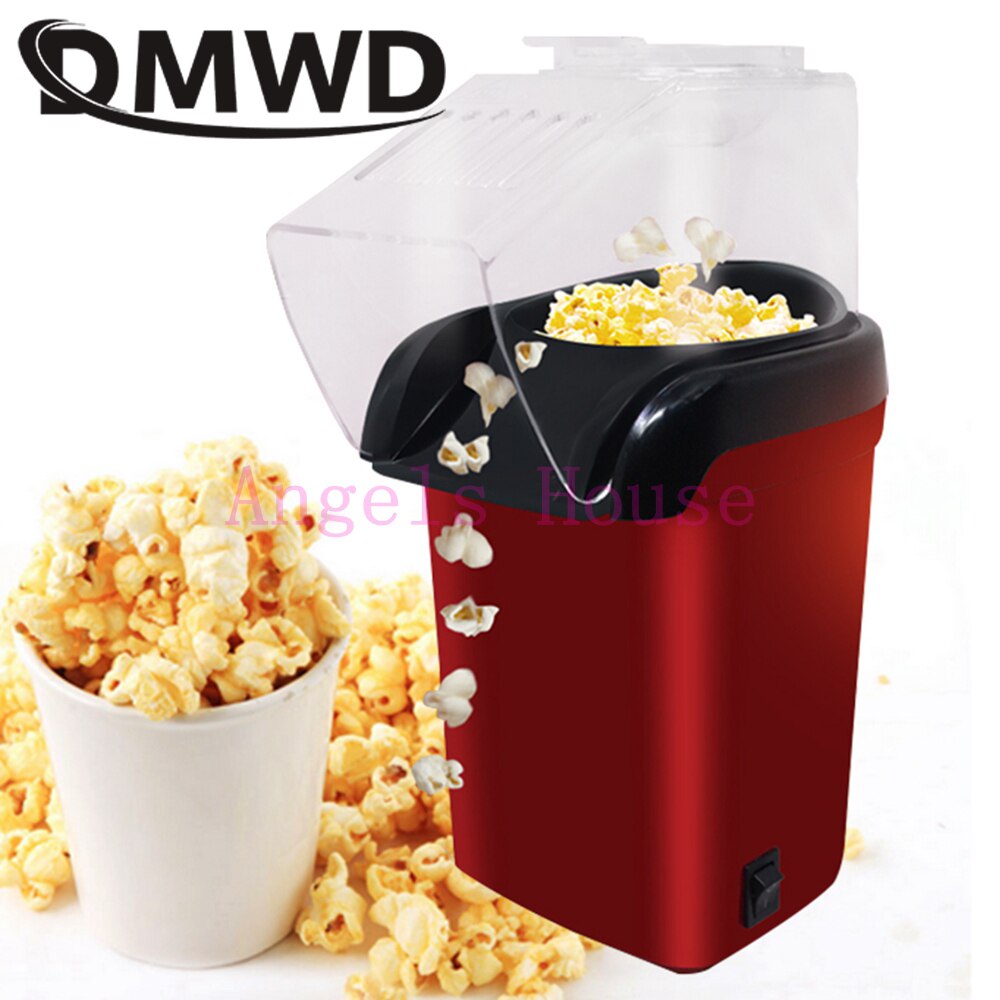 DMWD Mini Huishoudelijke Gezonde Air Olie-gratis automatische Popcorn Maker Rood Corn Popper Voor Thuis Keuken kinderen