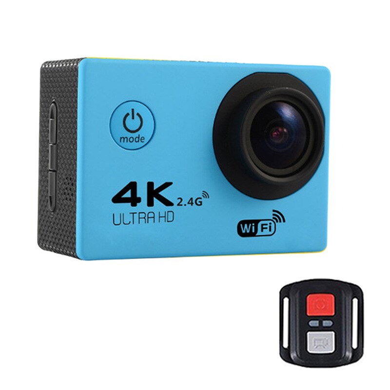 Mini caméra vidéo étanche à la , écran tactile Full HD 4K, objectif grand angle 500 millions de px, télécommande: Bleu