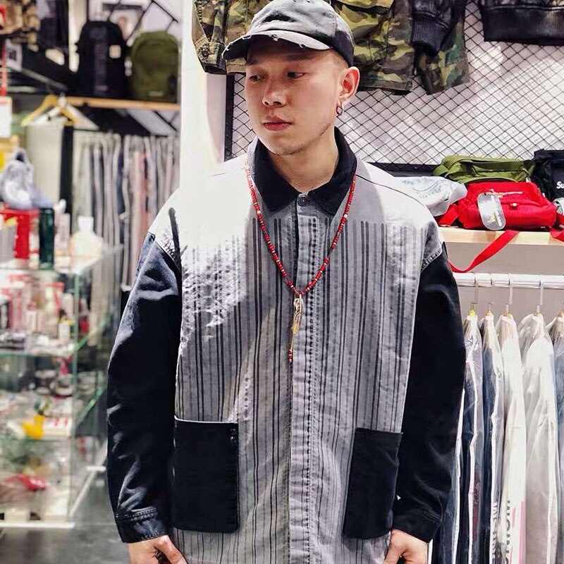 Streetwear hip hop ce cav empt stribede skjorter afslappet forår sommer cavempt langærmede skjorter