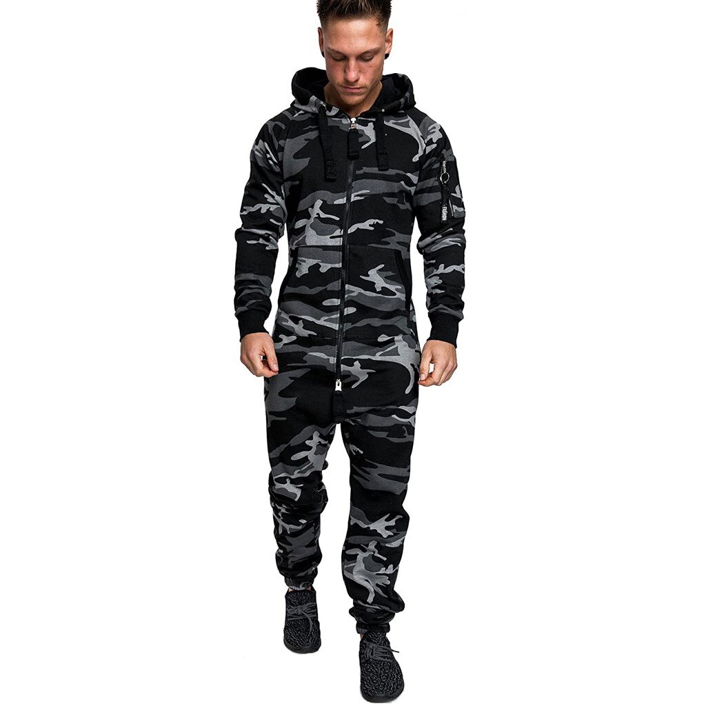Los hombres camuflaje monos de Pijama de manga larga con capucha Casual Pijama de Hombre Ropa de otoño e invierno chándal pantalones Pijama Hombre