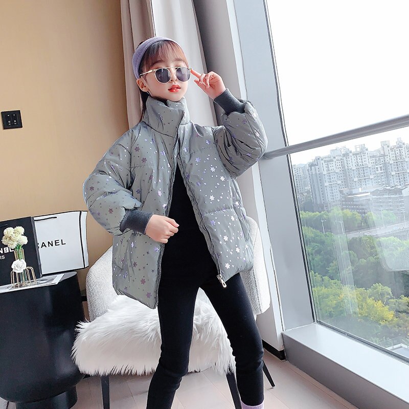 Chaqueta con estampado brillante para niños y niñas abrigo de algodón grueso, ropa de abrigo reflectante nocturna de , de 4 a 13 años, estilo coreano, Invierno