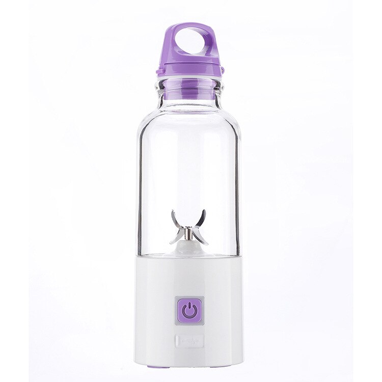 4- blader 500ml elektrisk appelsin sitron juicer kopp bærbar blender frukt grønnsak juice mixer flaske usb oppladbar: Lilla