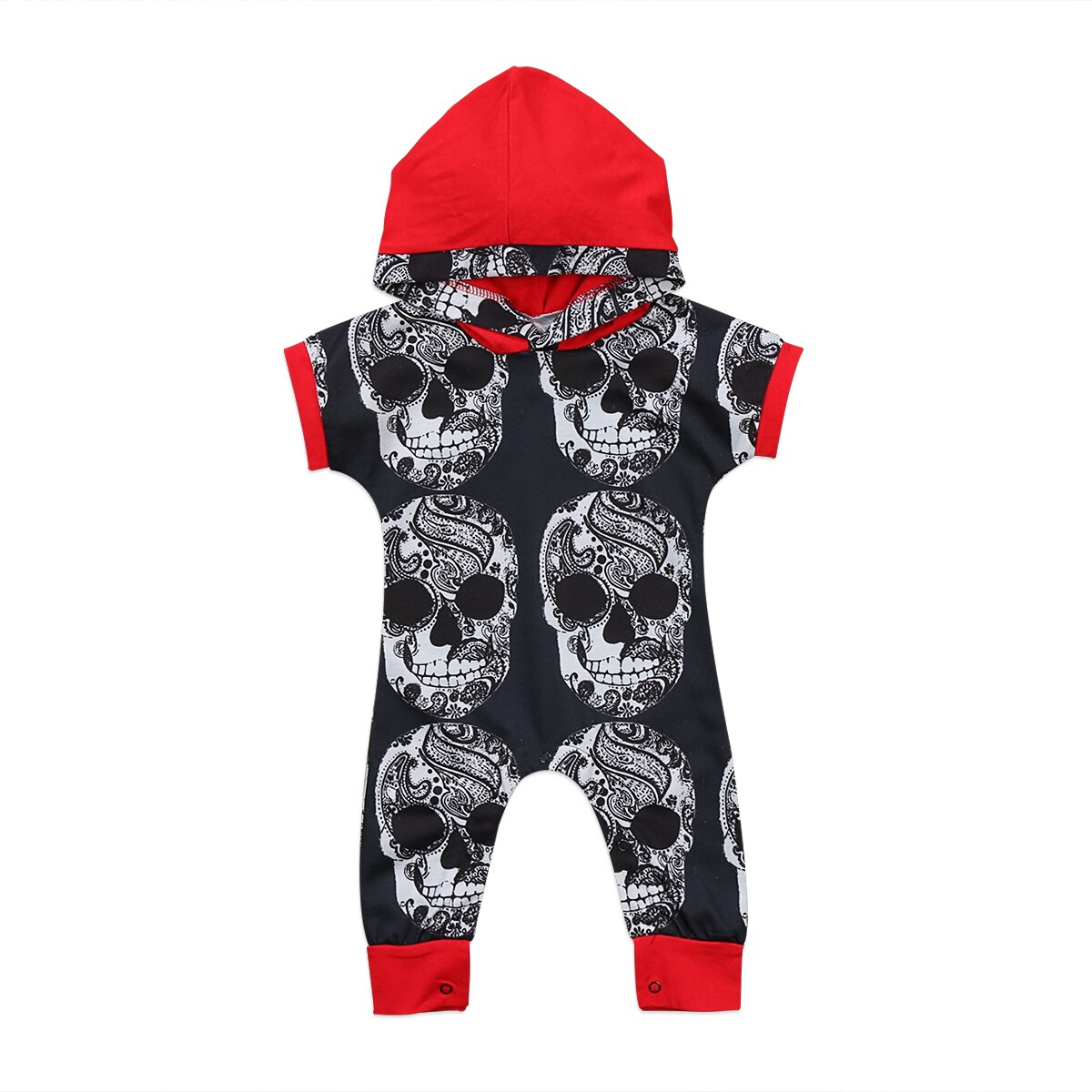 Toddler Kids Baby Boy Halloween Hooded Short Sleeve Pullovers Covered-Button Romper Jumpsuit Outfits Clothes: 18M