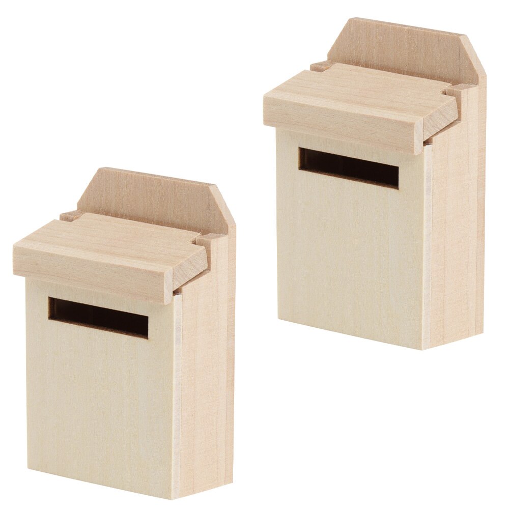 2pcs Mini House Mailbox Decorative Mailbox Model Doll House Decorations: Default Title
