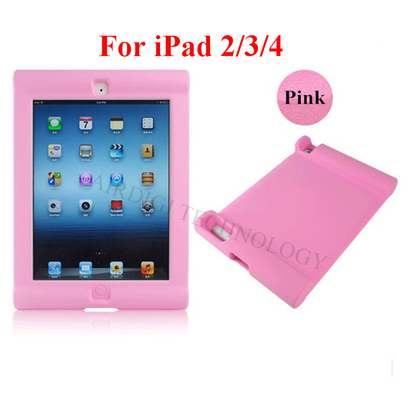 Shockproof Protective Case for Apple iPad 2/3/4 Silicone Proof Case Cover for Home Children Kids with: pink for ipad 2 3 4