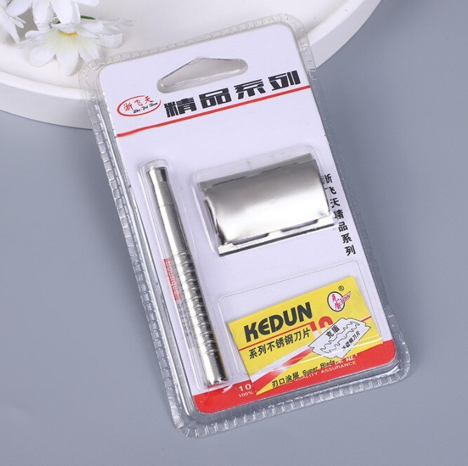 1 Set Practical Safety Men Double Edge Blade Shaving Hair Razor Shaver 2 Blades Old-Style