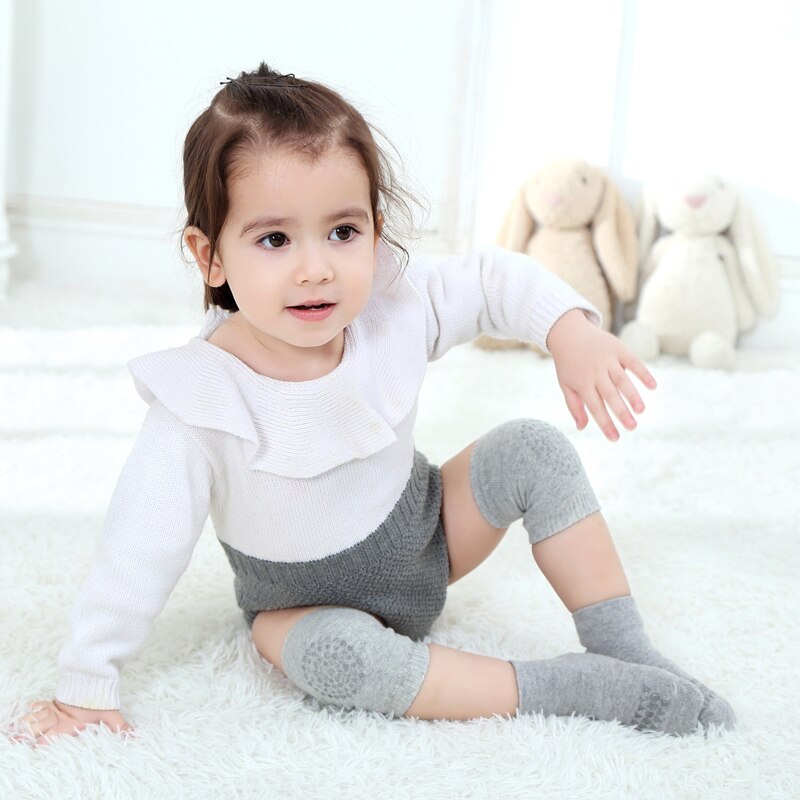 BalleenShiny Cotton Newborn Baby Crawling Protector Knee Pad Leg Warmers+Socks Set Toddler Safety Elbow Cushion Anti-slip Socks