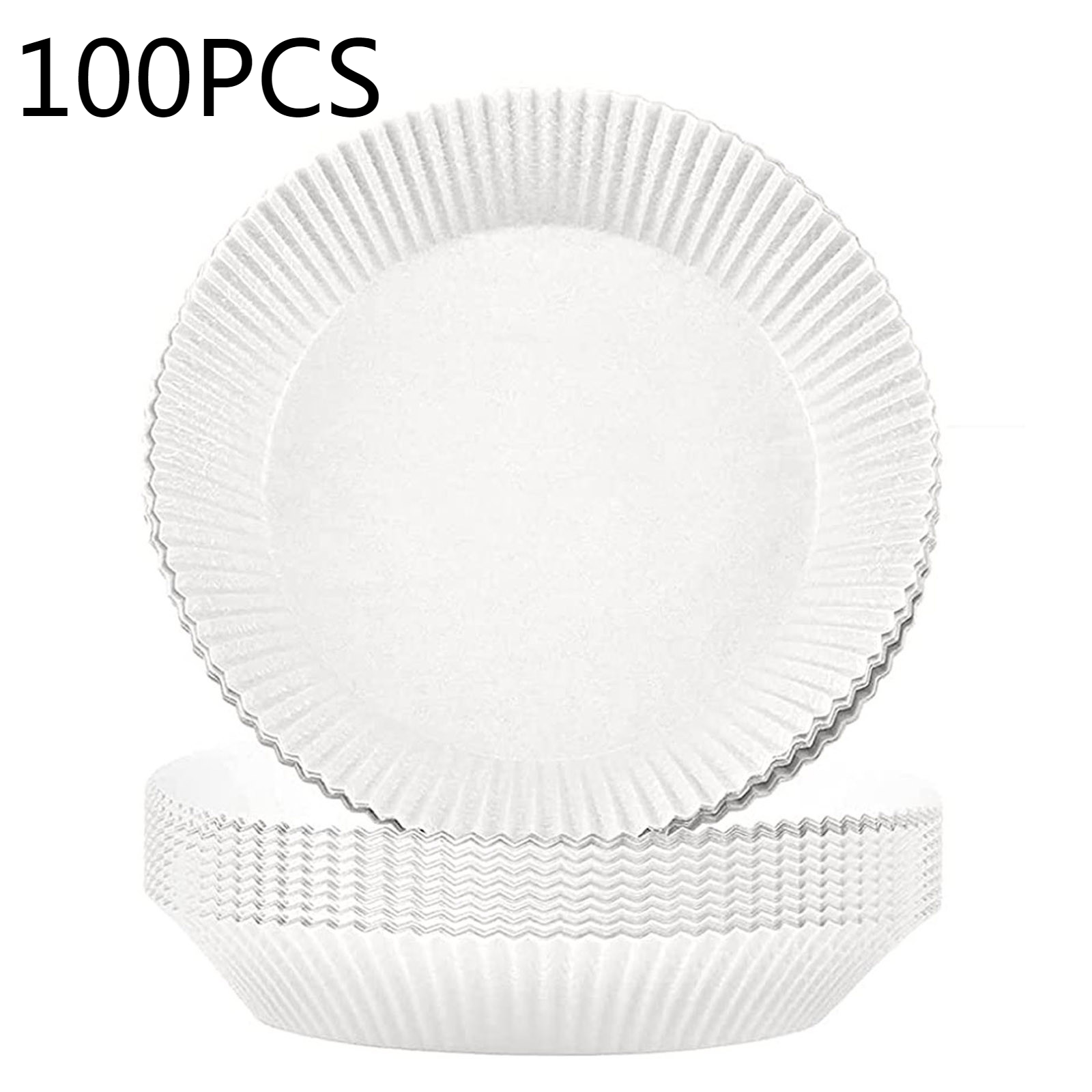 100/50pcs 16cm Friteuse à Air Jetable Papier Doublure Antiadhésive Tapis Parchemin Pâte De Bois Vapeur Rond Papier Doublure: White 100PCS