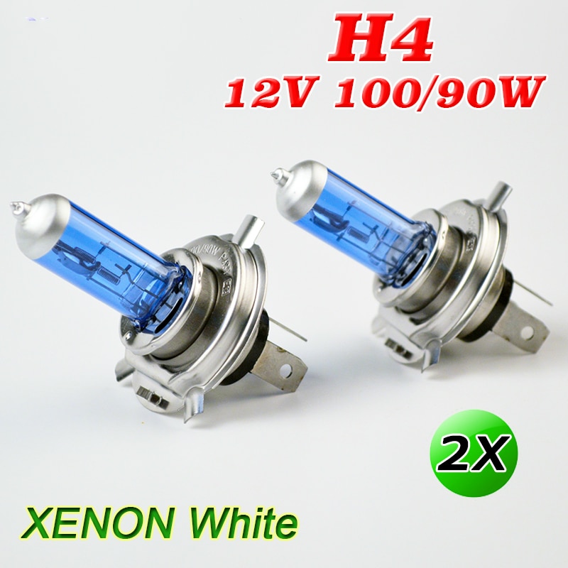Hippcron  h4 halogenpære 12v 100/90w super hvid 2 stk mørkblåt glas rustfrit stål base bil lampe: H4 100w