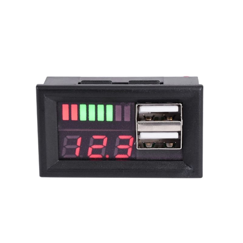 Voltímetro Digital de 12V para coche y motocicleta, medidor de Panel de batería de voltaje con salida USB de 5V,