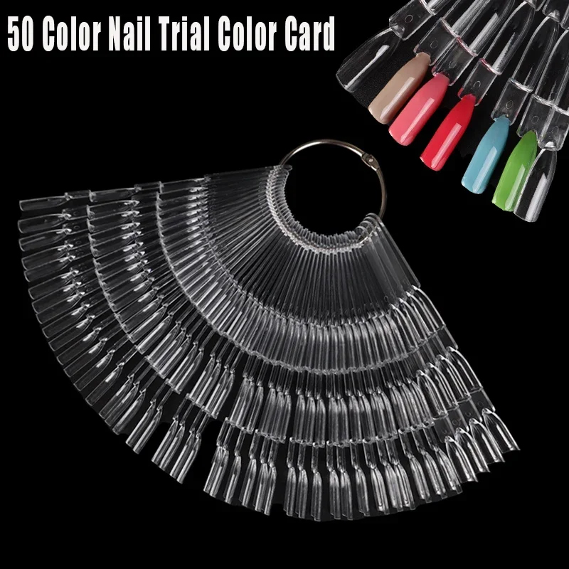 50 Nail Color Card Clear Nail Swatches Color Card Display Chart Gel Polish Template Nail Art Sample Stand Acrylic Palette: Light Grey