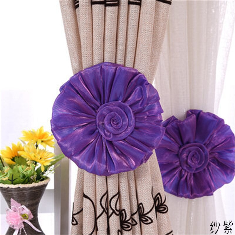 Moderni violetti perinteinen kiinalainen auringonkukka punainen kukka verhopidike verhotarvikkeet koriste verho solmiot cp -hm371*3: Violetti kukka
