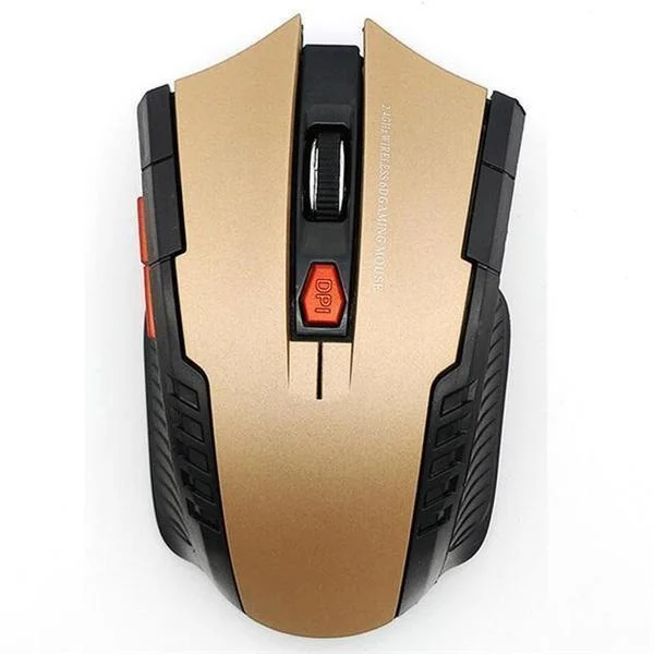 Mini Portable Mouse Mice 2.4GHz Wireless Optical Game Mouse for PC Laptop Computer USB Receiver: Gold