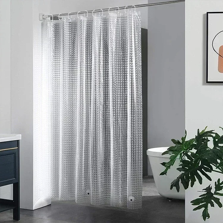 PEVA Clear Cobblestone Shower Curtain with 12 Hooks Water Splash Resistant Mildew Proof Bathtub Partition Bath Supplies: 180*180cm / black