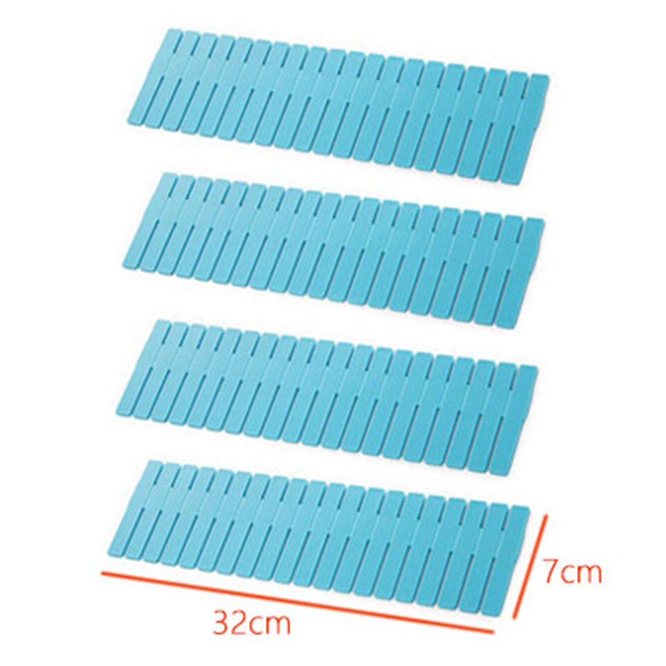 4Pcs Storage Partition Board Plastic Drawer Separated Divider Combination Partition Board Space saving Division Organizer: B Blue