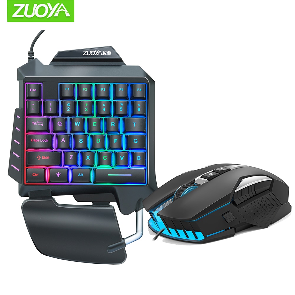 Zuoya 35 Keys Backlight Een Hand Game Toetsenbord Muis Set Bedrade Gamer Gaming Muis En Toetsenbord Kit Voor Pro gamer