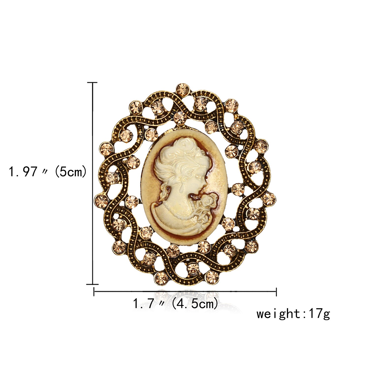 Rinhoo kristall cameo skönhet huvud vintage brosch nålar kvinnor vacker dam flicka figur kavajslag märke kontor tillfällig bröllop smycken: 3