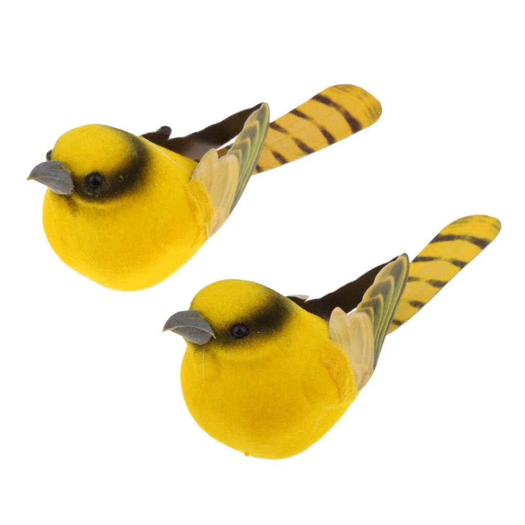 2 Pieces Realistic Decorative Artificial Foam Mini Birds DIY Party Decor