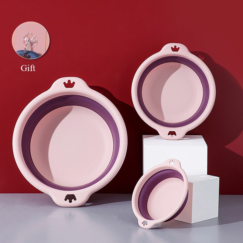 Plastic Folding Washbasins Portable Washbasin Folding Laundry Bathroom Kitchen Folding Beautiful Baby Bath Lavabo Enfant: 42.5x12cm Pink Pc