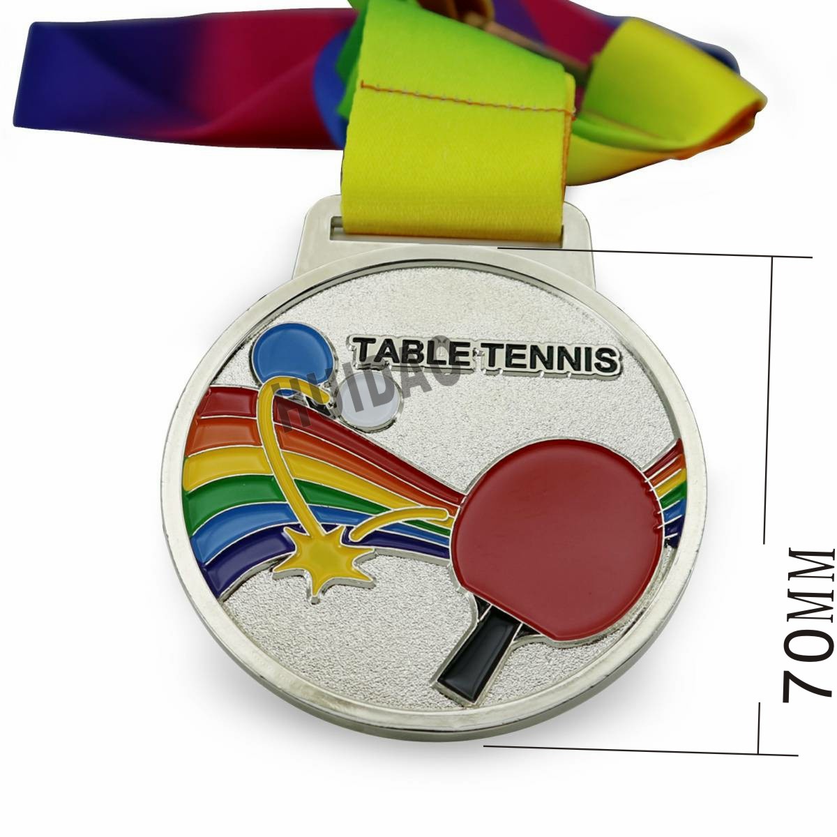 Medallas de tenis de mesa de tamaño 70MM con cinta Medallas de Ping Pong 1 juego = 3 uds incluyendo (1 Uds oro y 1 Uds plata, 1 Uds cobre)