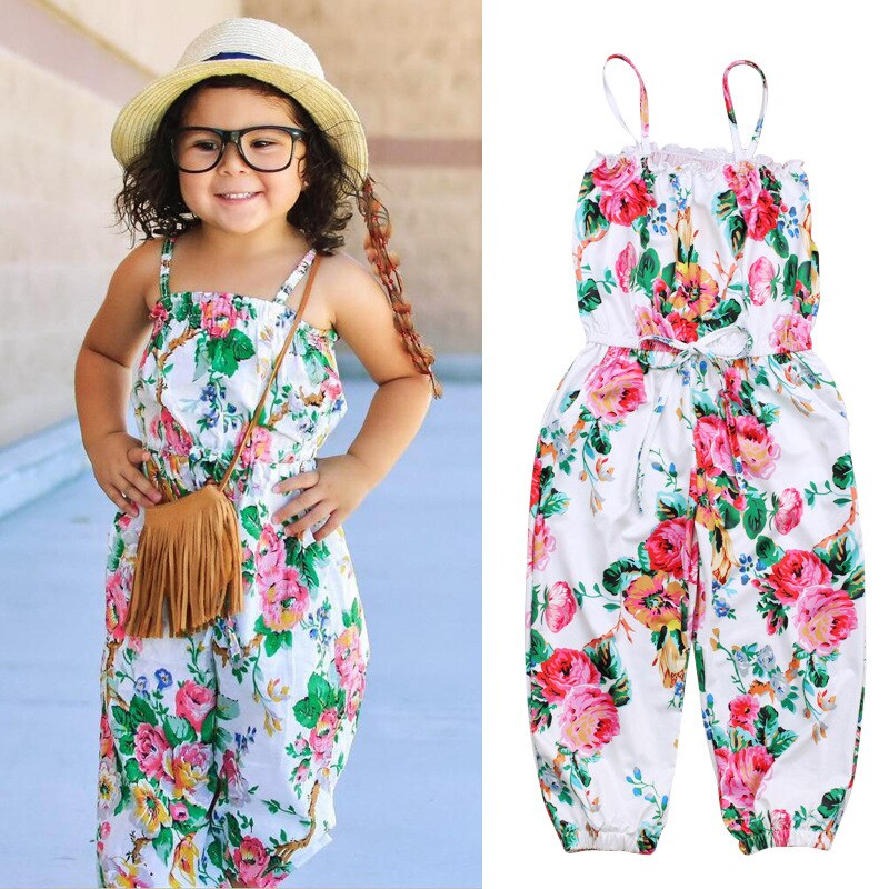 Sommer atmungsaktive baumwolle Baby strap insgesamt mädchen overall kinder insgesamt kinder kleidung Floral muster druck 2 zu 8 jahre