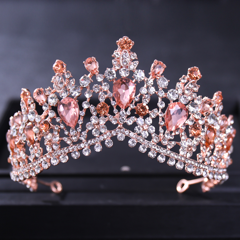 Roségouden Kristal Bruids Tiara 'S En Kronen Voor Vrouwen Bruid Strass Prom Diadeem Hoofdband Bruids Bruiloft Haaraccessoires Kroon: Titanium Plated