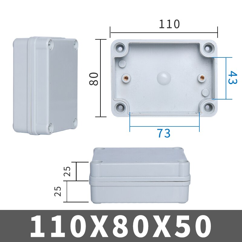 CYRENT IP67 Projektbox, ABS-Kunststoff, Stromgehäuse, wasserdicht, elektronische Anschlussdose für DIY-Instrumente (100 x 68 x 50 mm