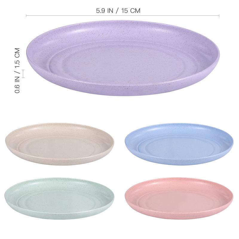 5pcs Wheat Straw Plates Unbreakable Lightweight Dinner Plates Reusable Sturdy Dinnerware Set for Home Kitchen
