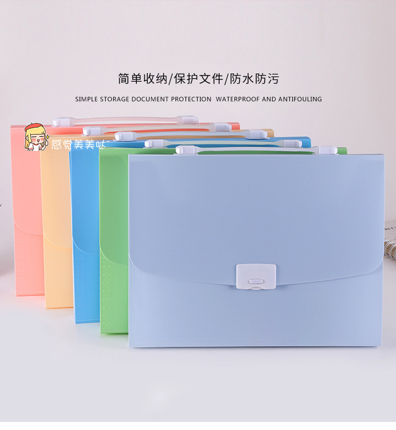 Carpeta de acordeón A4 impermeable para estudiantes, organizador de papel de múltiples capas, bolsa de plástico para documentos de profesores, expansible, 12 celdas