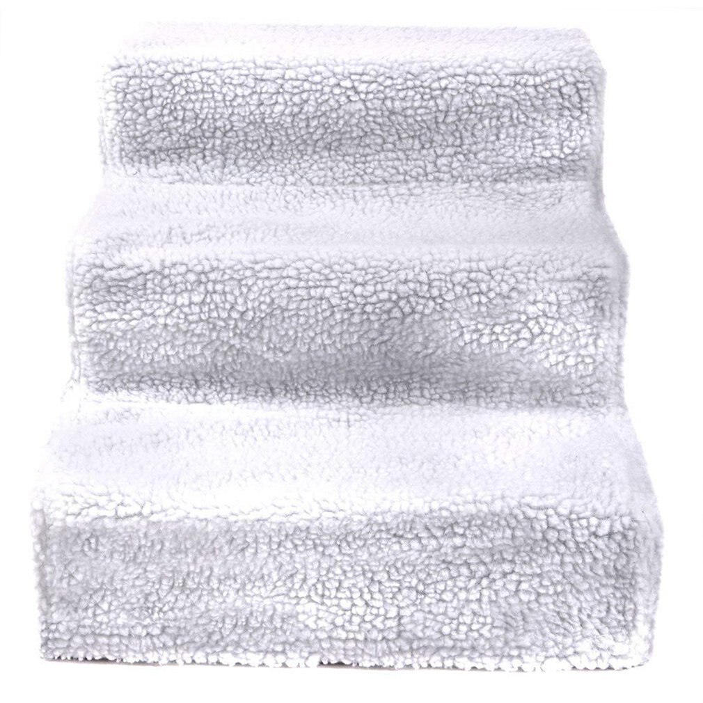 Cat And Dog Climbing Stairs Stair Jumping Platform Pet 3 Steps Stairs For Small Dog Cat Pet Ramp Ladder: White