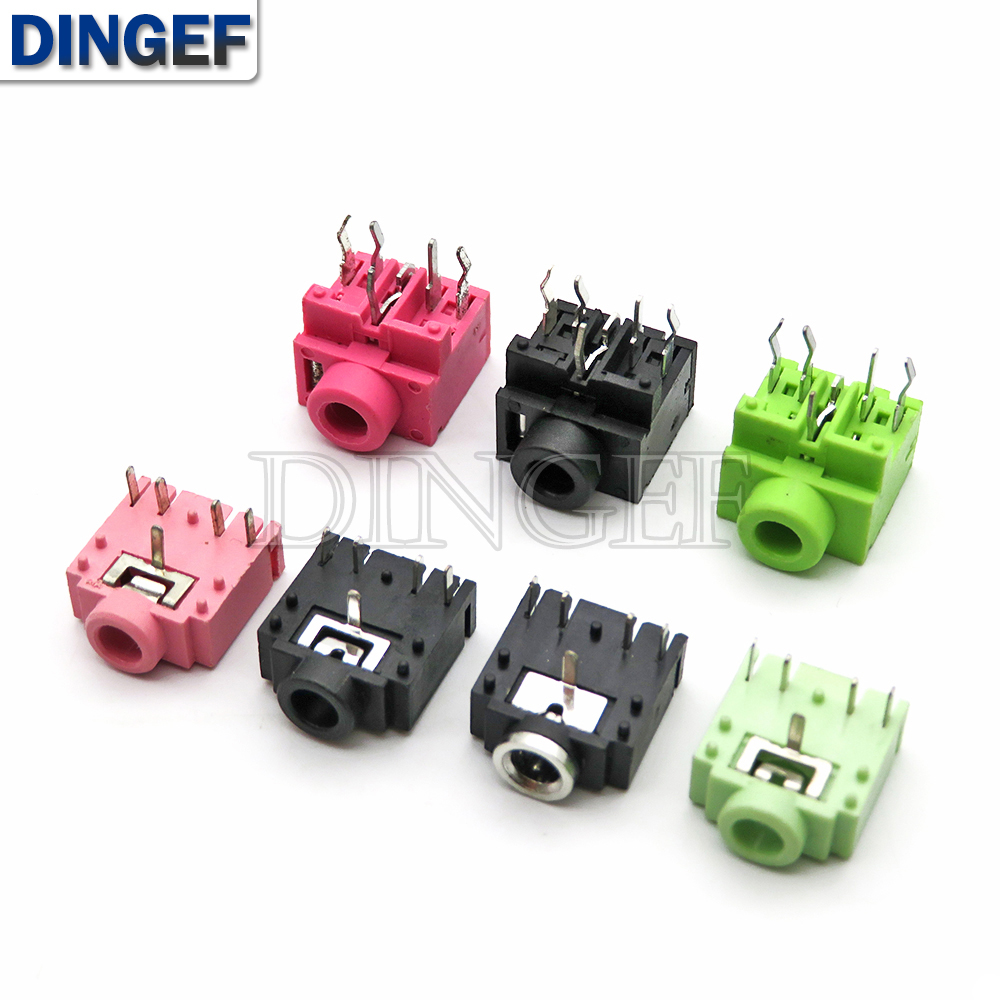 10 Uds 3,5mm 3F07 conector de Audio hembra de doble canal 5 pines DIP conector para auriculares rosa verde azul negro conector para auriculares