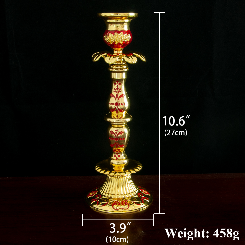 HTISOK Candelabro ortodoxo de 10,6 pulgadas, aleación de zinc con galvanoplastia de oro, religioso para ceremonias y decoración del hogar